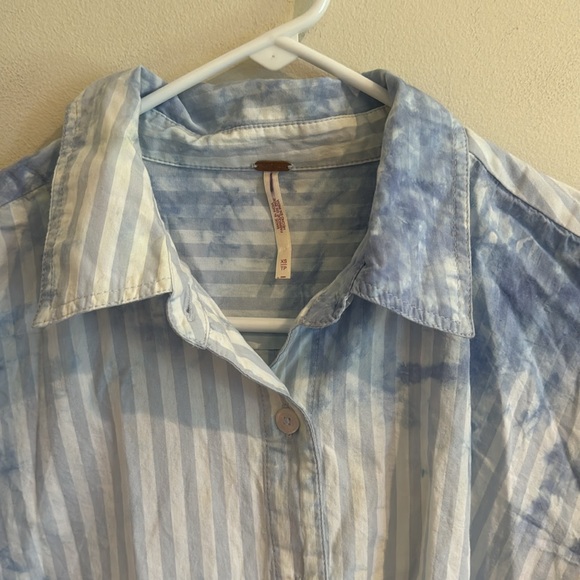 Nola Wrap Shirtdress FREE PEOPLE xs blue tie dye - Picture 4 of 8